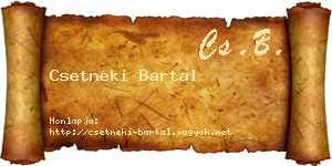 Csetneki Bartal névjegykártya
